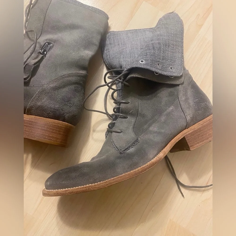 ✨ Brunello Cucinelli Italian Suede Fold-Over Combat Boots | Size 40 ✨